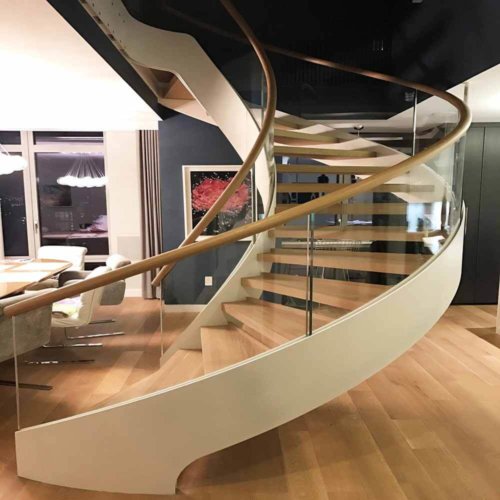 Arc Curved Staircase Yurihomes - Are Glass Staircases Expensive